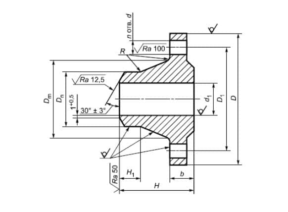 Фланец ду50 размеры чертеж