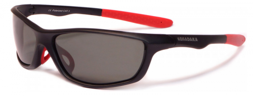 Очки поляризац. плавающие в футляре, серые линзы, оправа- мат.чёрн.+красн.резин. (Kosadaka) 