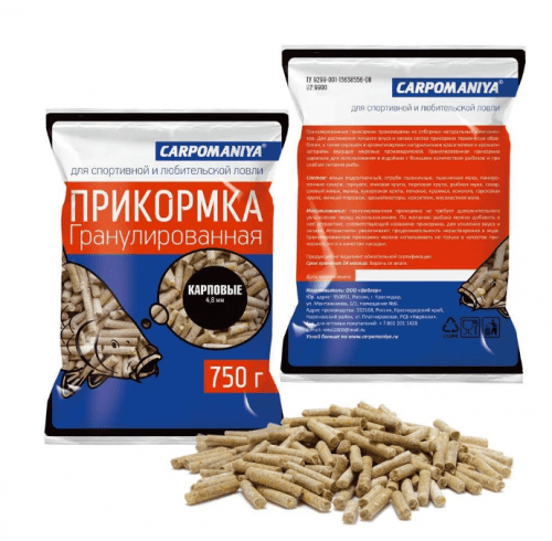 Прикормка серия Гранулы Карповые 4,8мм 750г					