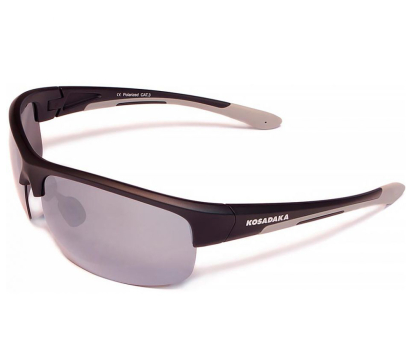 Очки поляризац. в футляре, серебр. зеркальные линзы, оправа цв. Silver + чёрн.резин. (Kosadaka)