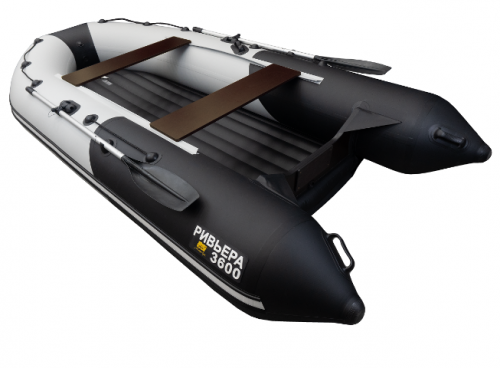 Лодка Ривьера Компакт 3600 НДНД  комби светло-серый/черный