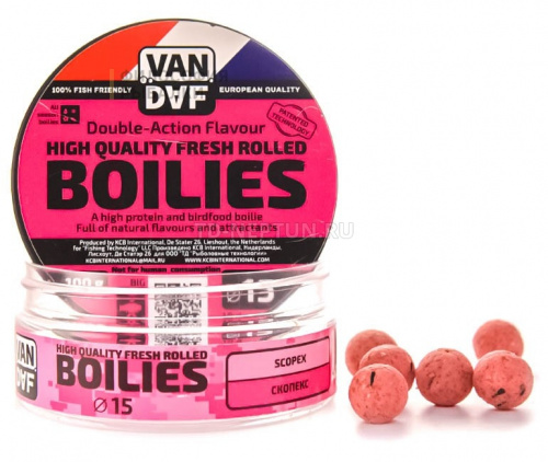 VAN DAF Бойлы 15 мм. "Скопекс" розовый 0,1 кг.				