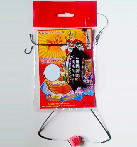 Готовый донный монтаж "Универсал" с крашеной кормушкой "арбуз" 3 крючка 40г	