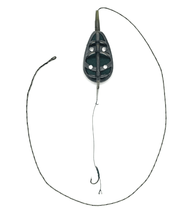 Готовый карповый монтаж с кормушкой In-line Flat method feeder MIDI 50г 1 крючок CarpHunter
