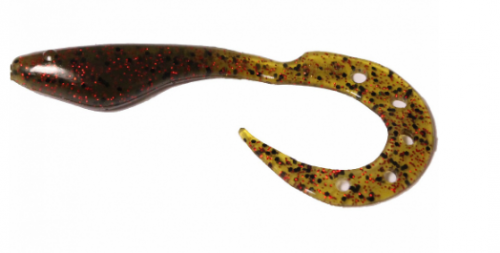 Твистер MANNS 10см.(зеленый-коричневый металл)