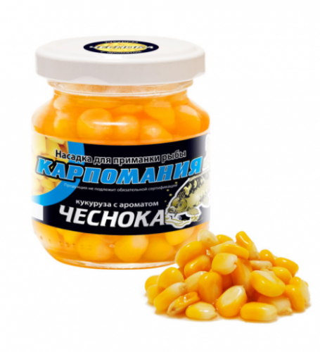 Кукуруза натуральная с ароматом Чеснока105г  банка (мягкая цельная стекло)					