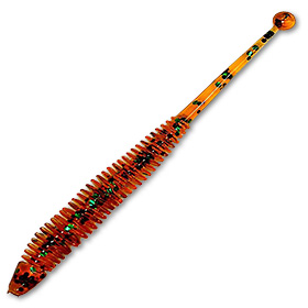 Твистер-минога Takedo TKS3805 7,5см. D010 м.масло с зелеными блестками