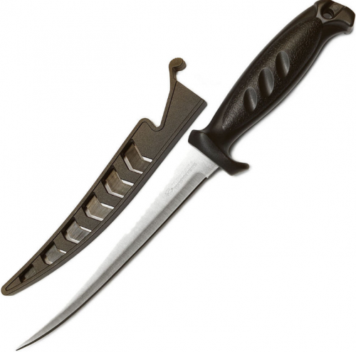 Нож филейный 15см с серейтором F-501, жёстк.чехол с фиксатором (Kosadaka) N-F501			