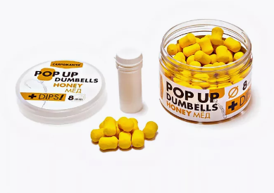 Плавающие бойлы-DUMBELLS+DIPS с ароматом Мёда 8мм 60г. банка	