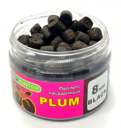 Пеллетс насадочный 8мм Black Halibut Plum (Слива) CarpHunter 100мл			