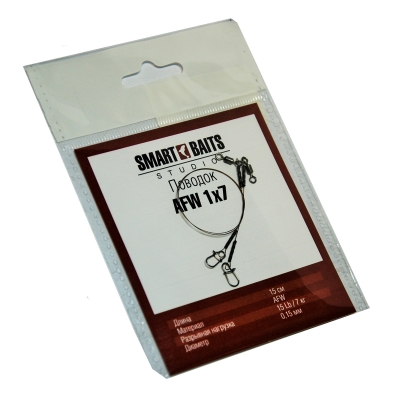 Поводок SMART BAITS STUDIO AFW 1x7 "Зимний" 15Lb (7 кг), 10 см
