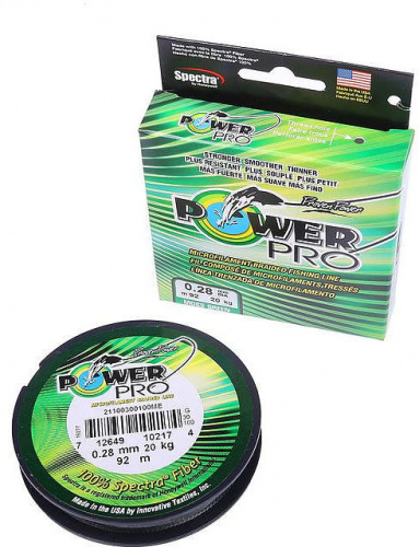 Леска плетеная POWER PRO 92м зеленая 0,08 4кг					