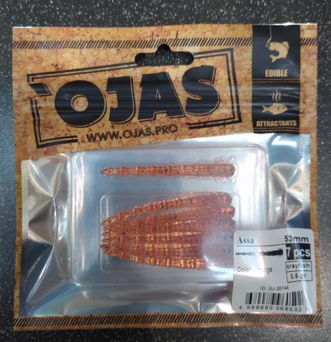 Приманка Assa63, Orange,9шт/пакет+блистер, аромат Рак-рыба,OJAS