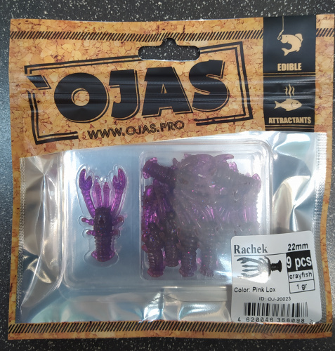 Приманка Rachek22, Pink Lox,9шт/пакет+блистер, аромат Рак-рыба,OJAS