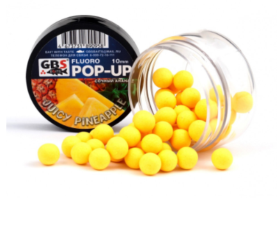 Бойлы POP-UP GBS "JUICY PINEAPPLE" (Сочный Ананас) (55 г, 10 мм, банка)	