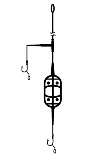 Готовый карповый монтаж с кормушкой WIDE Flat Method 60г 2 крючка CarpHunter