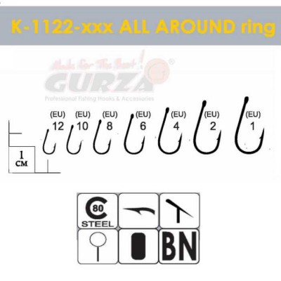 Крючки Gurza-ALL AROUND CARP RING BN № 1 (7шт/уп)												
