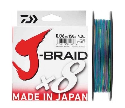 Шнур Daiwa J-Braid X8 Multikolor 0.06мм 9lb 150м																							