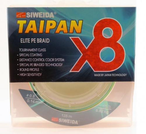 Шнур плетенный SIWEIDA "TAIPAN ELITE PE BRAID X8" 0.16mm 135m (1.0  20lb. 9.09кг,multic)5279