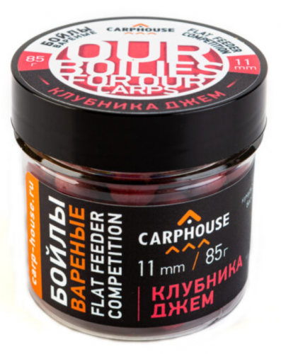 CARPHOUSE Насадочные Бойлы 11 мм. "Клубника джем" 0,085 кг.		