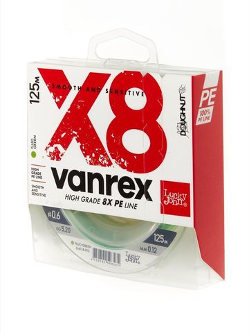 Леска плет. Lucky John Vanrex х8 BRAID Fluo Green 125/018				