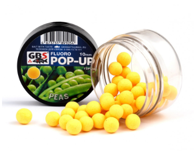 Бойлы POP-UP GBS "PEAS" жёлтый/зелёный (Горох) (55 г, 10 мм, банка)	