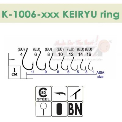 Крючки Gurza- KERYU RING  BN №8 (10шт./упак.)