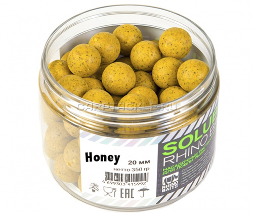 Бойлы раств. насад. Rhino Honey ( мед), 20мм,банка 350гр
