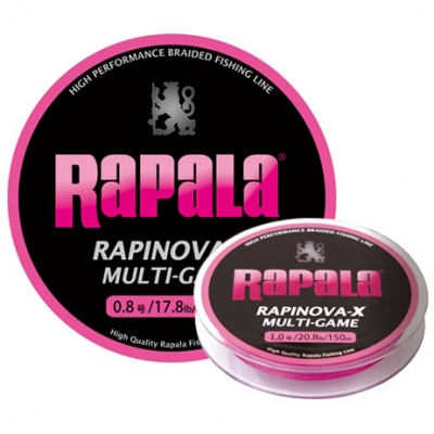 Леска плетеная RAPALA Rapinova-X MULTI GAME розовая 150м #1.0/20.8LB/0.16 мм		