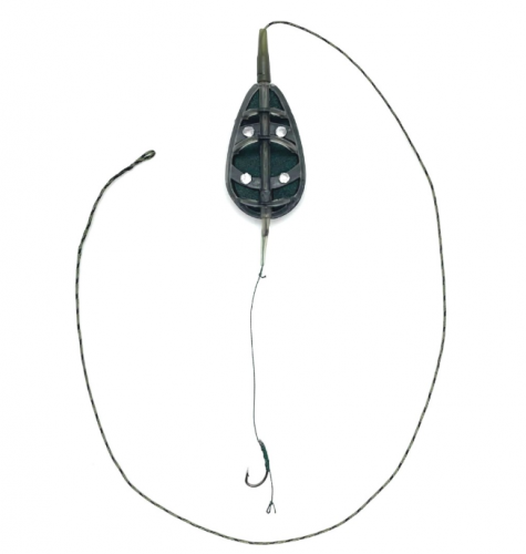 Готовый карповый монтаж с кормушкой In-line Flat method feeder MIDI 40г 1 крючок CarpHunter