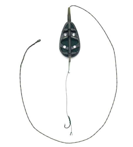 Готовый карповый монтаж с кормушкой In-line Flat method feeder MIDI 30г 1 крючок CarpHunter