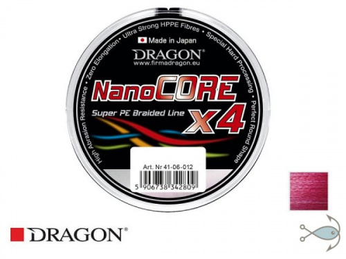 Шнур Dragon NanoCore X4 (135m Red 0,10mm 8.00kg)																				