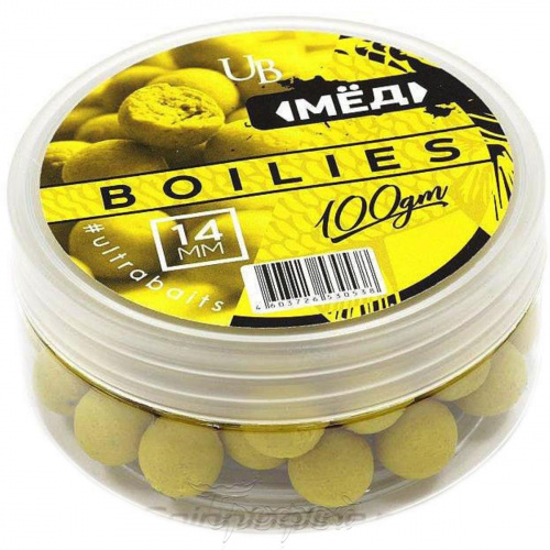 Бойлы насадочные ULTRABAITS (МЁД) 20мм, банка 150 гр