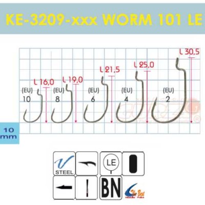 Крючки Gurza-WORM 101 SLE № 10 BN (6шт/уп) VANADIUM