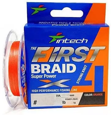 Шнур плетеный Intech First Braid X4 Orange 150m (#0.3 / 0.09mm (6lb / 2.72kg))