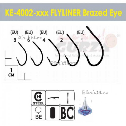 Крючки Gurza-FLYLINER Brazed Eye № 6 BC (Ø 1,07mm)			