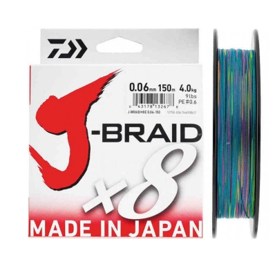 Шнур Daiwa J-Braid X8 Multikolor 0.10мм 13lb 150м																							