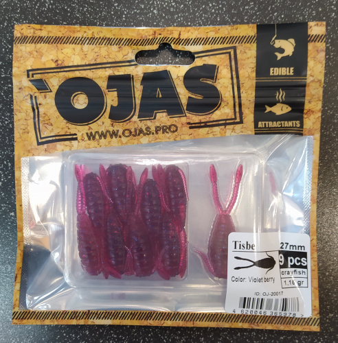 Приманка Tisbе27, Violet berry,9шт/пакет+блистер, аромат Рак-рыба,OJAS