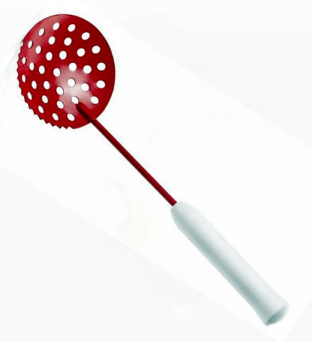 Черпак металлический окрашенный ø 110мм с зубьями., L=365мм. с пенопластовой ручкой 