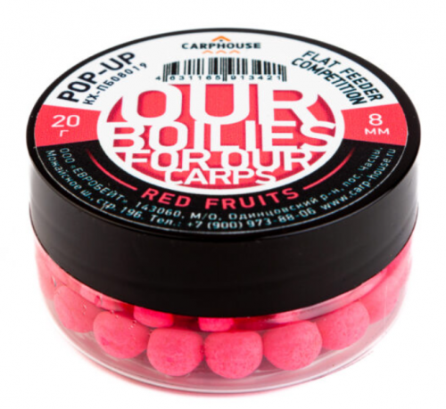 CARPHOUSE Pop-up (плавающие) Бойлы 8 мм. "Red Fruits" (фрукты)  0,02 кг.		