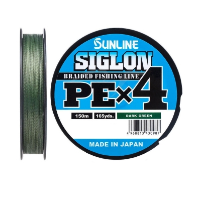 Шнур Sunline SIGLON PE×4 150M(Dark Green) #0.5/8LB											