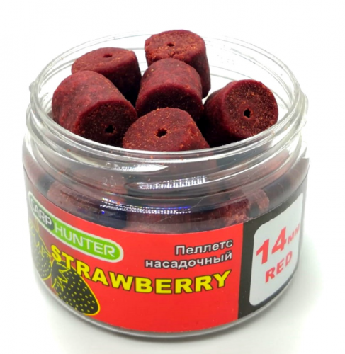 Пеллетс насадочный 14мм Red Halibut Strawberry (Клубника) CarpHunter 100мл		