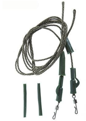 Монтаж Лидкор- безопасная клипса  с быстросъемом+хвостовик 70 см зеленый (2шт) (Три кита)										