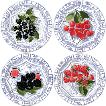 Тарелки десертные №2 OISEAU BLEU – FRUITS 4шт