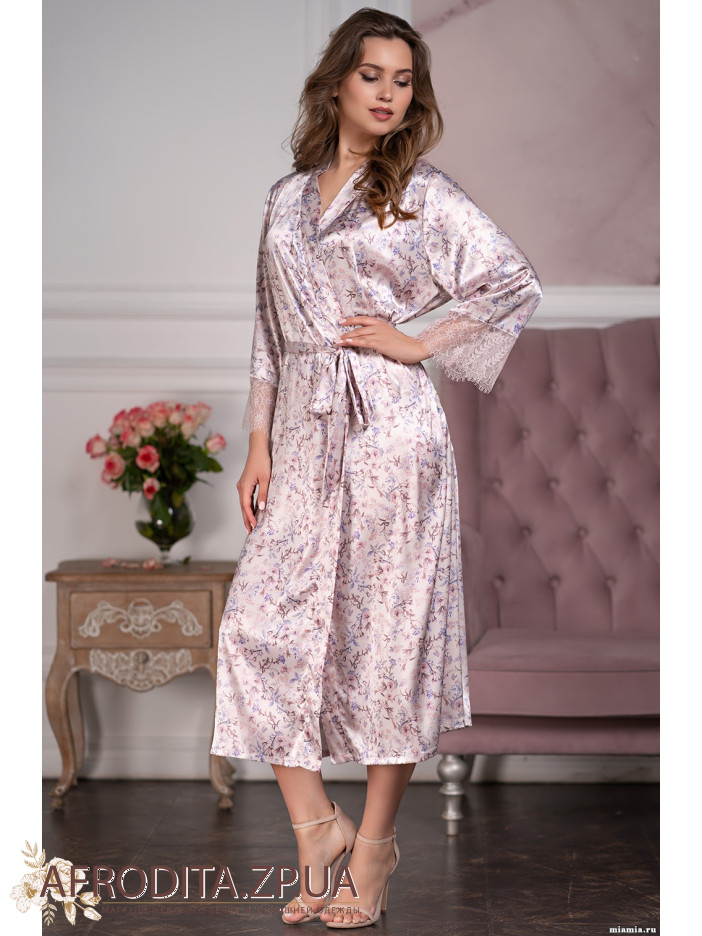 халат довгий жіночий атлас 