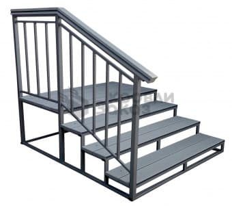 картинка Лестница Оптима 4 ступени с площадкой ДПК Вельвет серый от магазина "Заказ Кровли"