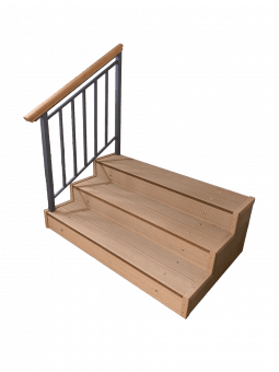 картинка Уличная лестница Оптима Ялта 3 ступени из ДПК от магазина "Заказ Кровли"