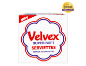 VELVEX WHITE PLAIN SERVIETTES 100 SHEETS - Bulkbox Wholesale