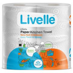 LIVELLE KITCHEN TOWEL TWINS WHITE 10X2S - Bulkbox Wholesale