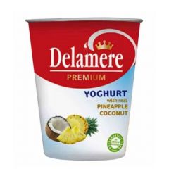 DELAMERE PREMIUM PINEAPPLE & COCONUT FRUIT YOGHURT CUP  250G - Bulkbox Wholesale